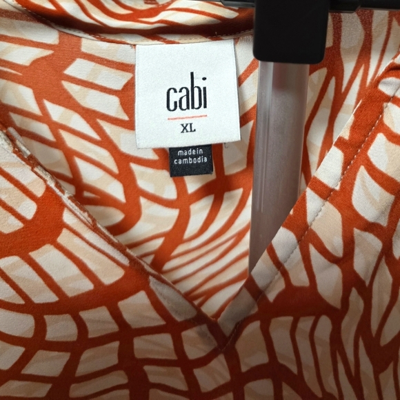 CAbi Rust and Cream Geometric Blouse - Picture 1 of 6